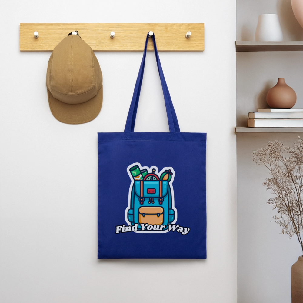 Backpacking Tote Bag – Find Your Way - royal blue