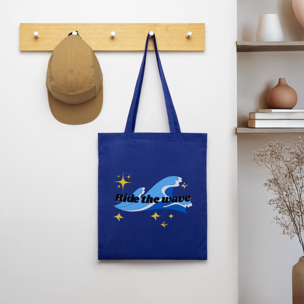 Surf Tote Bag - ride the wave - royal blue