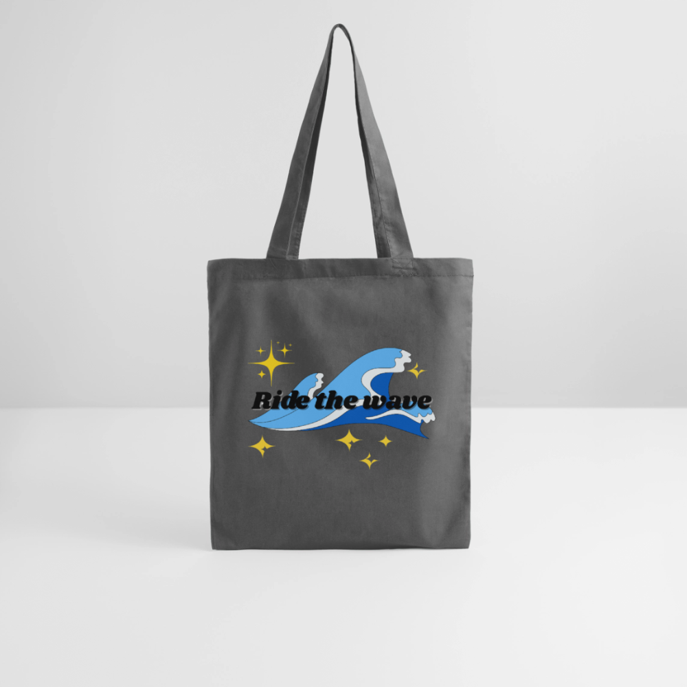 Surf Tote Bag - ride the wave - graphite grey