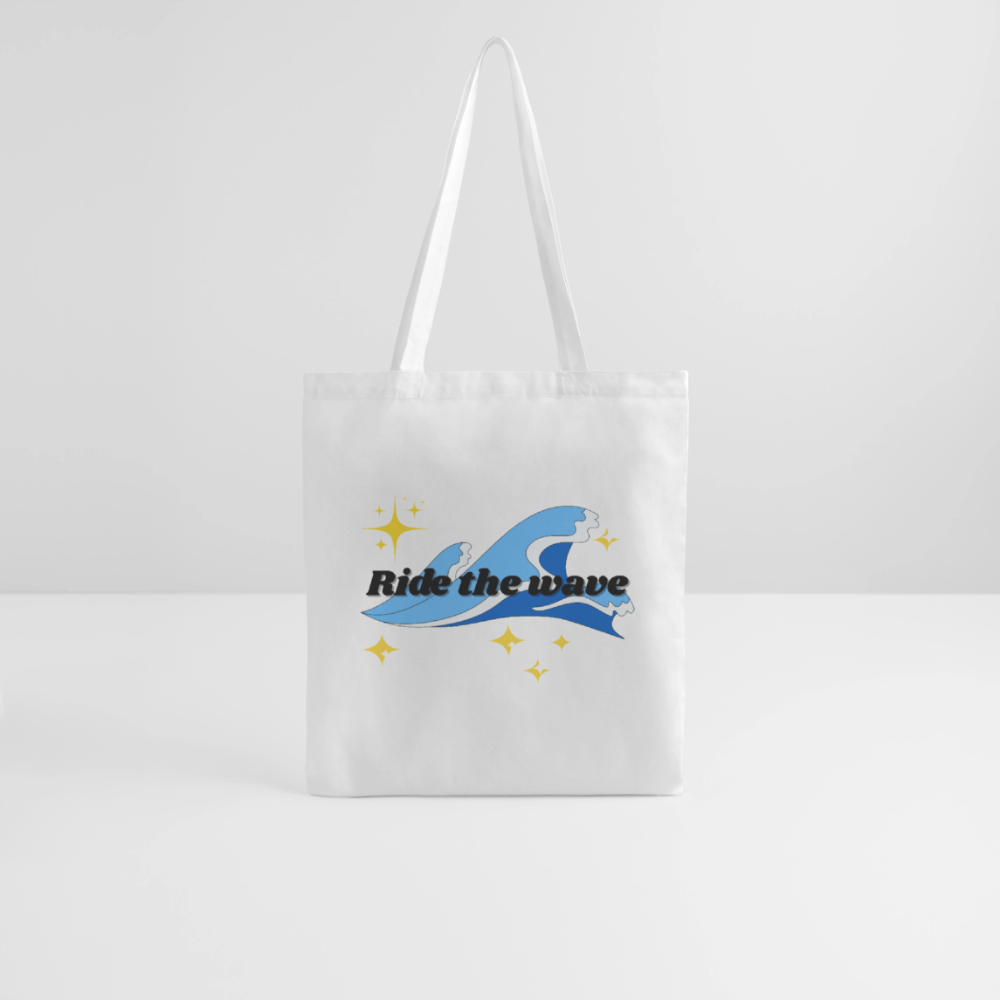 Surf Tote Bag - ride the wave - white
