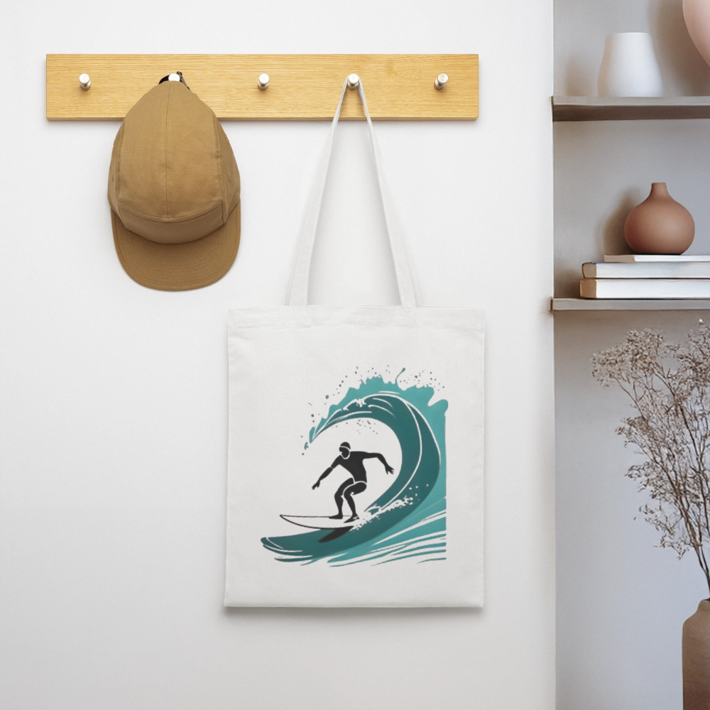 Surf Tote Bag – Minimal Wave - white