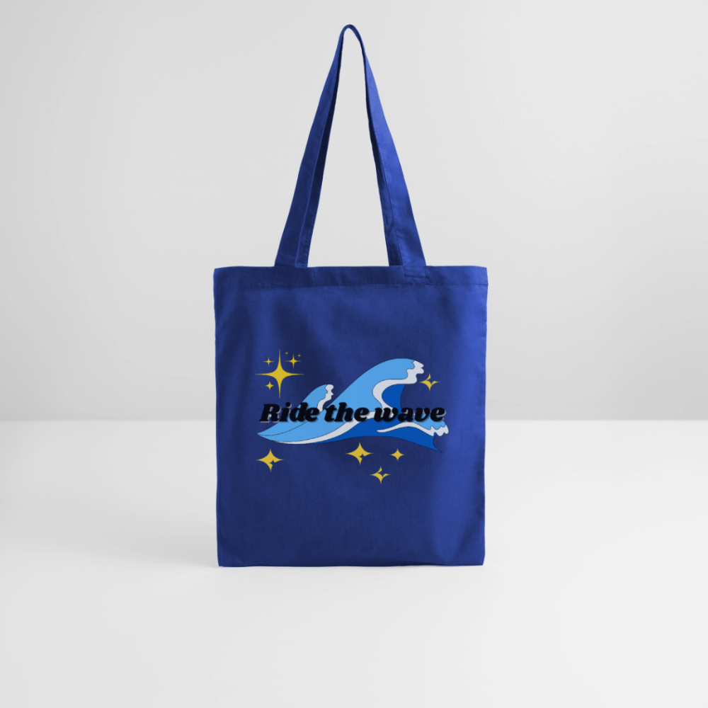 Surf Tote Bag - ride the wave - royal blue